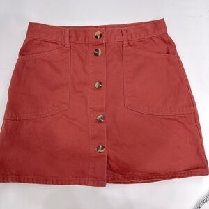 Asos denim rigid button front denim skirt size 10